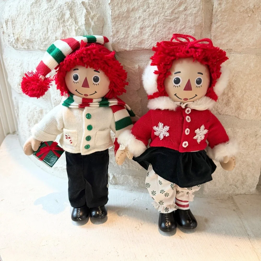 Vintage Raggedy Ann‎ and Andy Christmas Porcelain Dolls Holiday Outfits 15